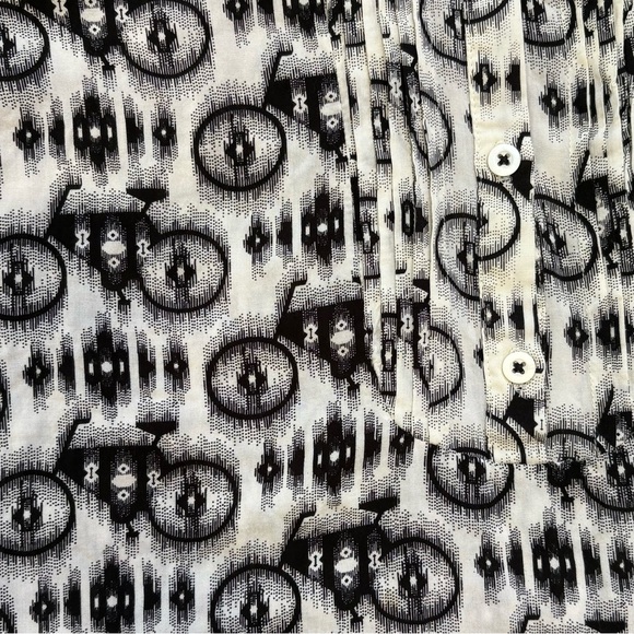 MAEVE by Anthropologie Long Sleeve Button Down Blouse Black and White Size 6 - Picture 6 of 10